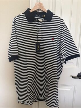 Ralph Lauren navy & white striped Polo